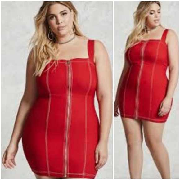 Forever 21 Dresses & Skirts - Forever 21 plus size red zipped up dress